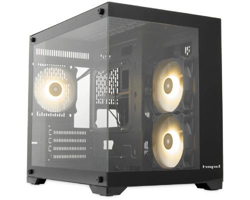 [Корпуса] Case HSPD F330, Panoramic Mini-tower, Black, TG, 0.5 SPCC, 3x120mm ARGB (FN027) mATX, mITX 160/400/200mm 1x2.5