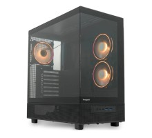 Case HSPD F710, Panoramic Mid Tower, Black, TG, 0.5 SPCC, 3x120mm ARGB (FN027) E-ATX, ATX, mATX, mITX 185/395/270mm 2x2.5