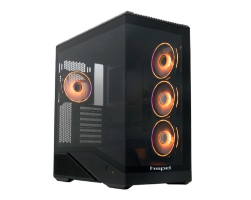 [Корпуса] Case HSPD F711, Panoramic Full Tower, Black, TG, 0.7 SPCC, 4x120mm ARGB (FN027) ATX, mATX, mITX 190/420/280mm 2x2.5