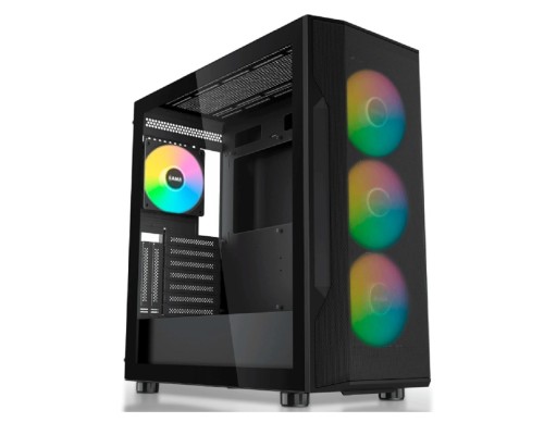 [Корпуса] Case SAMA S40 Black, Midi-Tower, TG, 4x120mm ARGB, 2xUSB 3.0 + 1xUSB 3.1 Type-C, ATX, mATX, mITX Black