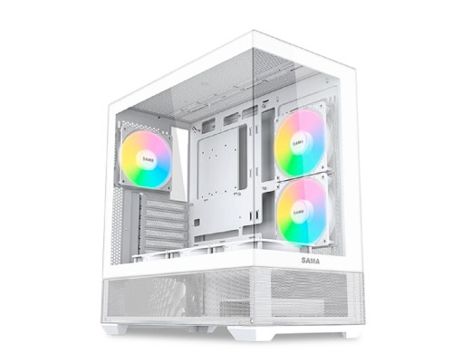 [Корпуса] Case SAMA V40 White, Midi-Tower, TG, 6x120mm ARGB, 2xUSB 3.0 + 1xUSB 3.1 Type-C, ATX, mATX, mITX White