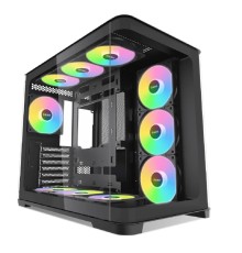 Case SAMA V60 Black, Midi-Tower, TG, 7x120mm ARGB, 2xUSB 3.0 + 1xUSB 3.1 Type-C, ATX, mATX, mITX Black