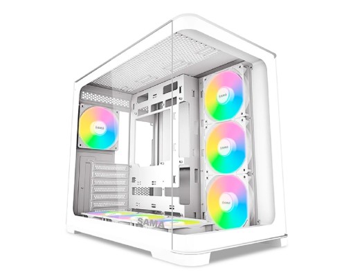 [Корпуса] Case SAMA V60 White, Midi-Tower, TG, 7x120mm ARGB, 2xUSB 3.0 + 1xUSB 3.1 Type-C, ATX, mATX, mITX White
