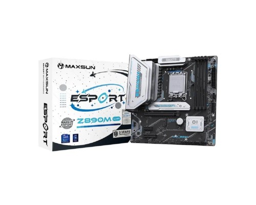 [Материнская плата] MAXSUN MS-eSport Z890M WIFI (Socket 1851, mATX, 4*DDR5(256Gb), DP/HDMI, 4*SATA3, 3*M.2, 1xPCI-Ex16/1xPCI-Ex4/1*PCIEx1, 1*Type-C, 4*USB 2.0, 2*USB 3.2, LAN 1*2.5G, BT 5.2, Wi-Fi 6 SPDIF, black)