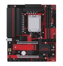 MAXSUN MS-B860M I-CAFE 5G (Socket 1851, mATX, 2*DDR5, HDMI, 2xSATA3, 2*M.2,1xPCI-Ex16/1xPCI-Ex4, 4*USB 2.0, 2*USB 3.2, LAN 1*5G, black-red, oem)