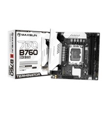 MAXSUN MS-Terminator B760BKB D5 WIFI (Socket 1700, mATX, 2*DDR5(96Gb), DP/HDMI, 2*SATA3, 4*M.2, 1xPCI-Ex16/1*PCIEx4, 4*USB 2.0, 4*USB 3.2 5G, LAN 1*2.5G,  BT, Wi-Fi 6E, RTL)