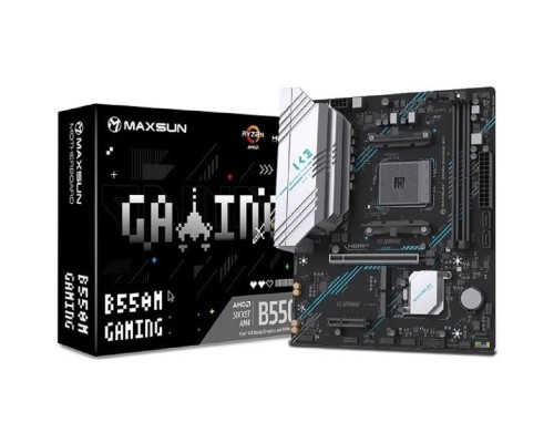 [Материнская плата] MAXSUN MS-B550M GAMING WIFI (Socket AM4, mATX, 2*DDR4, VGA/HDMI, 2*SATA3, 2*M.2, 1*PCIEx16/1*PCIEx4, 4*USB 2.0, 2*USB 3.2 Gen1, Wi-Fi 5,  LAN 1*1G, RTL)