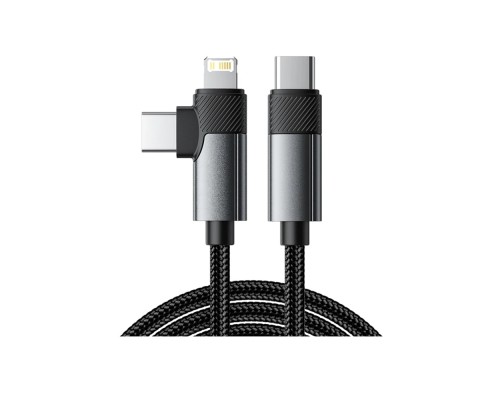 [Кабели] Rexant (18-7095) Кабель 2в1 Type-C, Type-C, Lightning 65Вт, 1м, в черной нейлоновой оплетке 