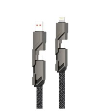 Rexant (18-1128) Кабель 4в1 USB-А – Type-C, Lightning – Type-C, 60Вт, 1м, в черной оплетке 