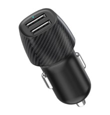 Rexant (18-2220) Автомобильное зарядное устройство c двумя портами (USB-А + USB-A) со световой индикацией, 12Вт, черное 