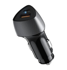 Rexant (16-0241) Автомобильное зарядное устройство c двумя портами (USB-A QC 3.0 + USB-C PD) со световой индикацией, 20Вт, черное 