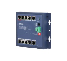 DAHUA DH-CHS4110-8ET-90-F 8-портовый PoE коммутатор управляемый: 8 RJ45 10/100Мбит/с , 1 RJ45 10/100/1000Мбит/с, 1 комбинированный SFP/RJ45 10/100/1000Мбит/с  до 90Вт IP30, IK06; плоский 