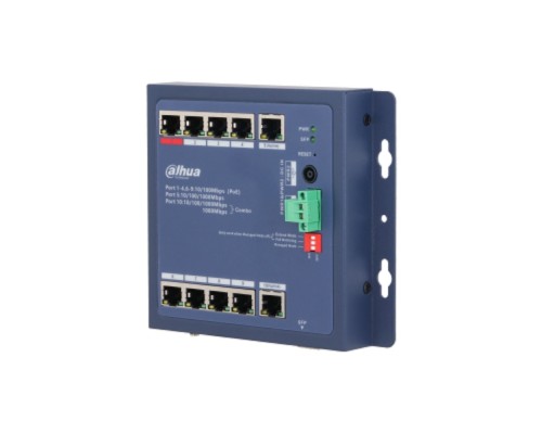 [Коммутаторы] DAHUA DH-CHS4110-8ET-90-F 8-портовый PoE коммутатор управляемый: 8 RJ45 10/100Мбит/с , 1 RJ45 10/100/1000Мбит/с, 1 комбинированный SFP/RJ45 10/100/1000Мбит/с  до 90Вт IP30, IK06; плоский 