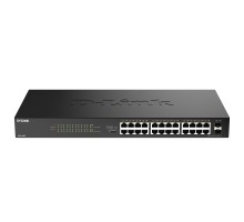 D-Link DGS-1026P/A1A Конфигурируемый коммутатор с 24 портами 10/100/1000Base-T, 2 портами 1000Base-X SFP и DIP-переключателем (24 порта PoE 802.3af/at, PoE-бюджет 240 Вт, дальность до 250 м)