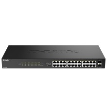 D-Link DGS-1026P/A1A Конфигурируемый коммутатор с 24 портами 10/100/1000Base-T, 2 портами 1000Base-X SFP и DIP-переключателем (24 порта PoE 802.3af/at, PoE-бюджет 240 Вт, дальность до 250 м)