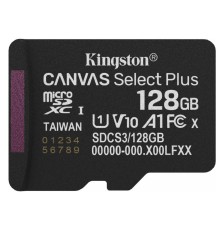 Micro SecureDigital 128GB Kingston Canvas Select Plus Gen3 150MB/s A1, без адаптера