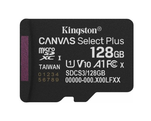 [Карта памяти ] Micro SecureDigital 128GB Kingston Canvas Select Plus Gen3 150MB/s A1, без адаптера