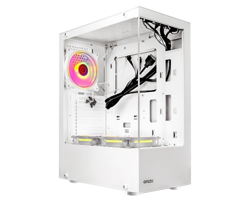 [корпус] Ginzzu CL310 ATX FAN 3*12LD4 FRGB передняя панель Стекло Белый