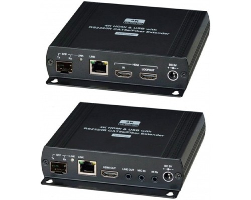 [Пульты, декодоры, датчики] HKM01-4K HDMI KVM удлинитель (комплект приёмник + передатчик) по Ethernet до 140м (CAT5e), до 150м (CAT6) для передачи HDMI(1.