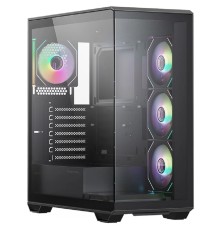 XASTRA Корпус Q600 4ARGB-C10 Black ATX/Aquarium/Screewless/3x120mm ARGB PWM FM fans/Argb+PWM HUB 10port/ Q600-4FM12A-C10