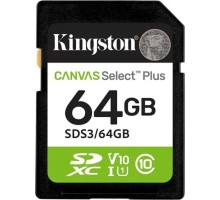 SecureDigital 64GB Kingston SDS3/64GB Canvas Select Plus V10 w/o adapter