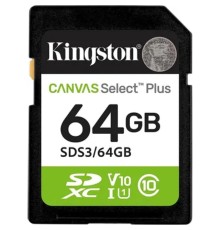 SecureDigital 64GB Kingston SDS3/64GB Canvas Select Plus V10 w/o adapter