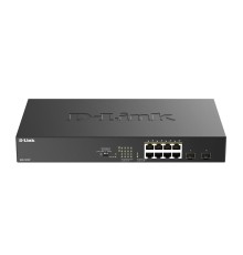 D-Link DGS-1010P/B1A Конфигурируемый коммутатор с 8 портами 10/100/1000Base-T, 2 портами 1000Base-X SFP и DIP-переключателем (8 портов PoE 802.3af/at, PoE-бюджет 125 Вт, дальность до 250 м) 