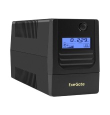 Exegate EX299498RUS ИБП ExeGate Smart LB-650.LCD.AVR.2SH (650VA/390W, LCD, AVR, 2*Schuko, батарея 12V 7Ah, Black)