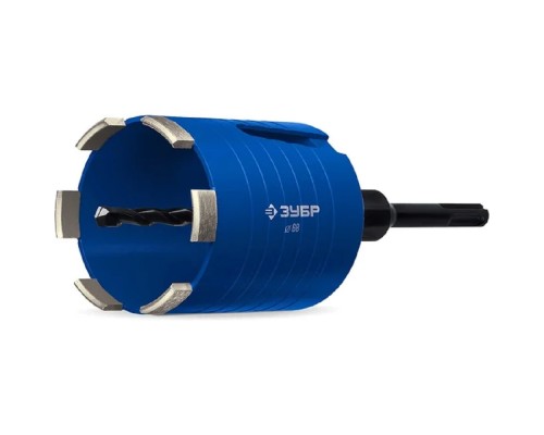 [Бур] ЗУБР  АСК d 68 мм (М16; рабочая глубина 75 мм, лазерная сварка), алмазная сегментная коронка для подрозетников, Профессионал [29875-68]