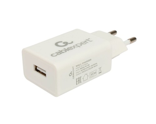 [Аксессуар] Cablexpert зарядное устройство, 10.5Вт, 2.1А, 1xUSB, белый, пакет (серия 25/68) (MP3A-PC-68) 23604