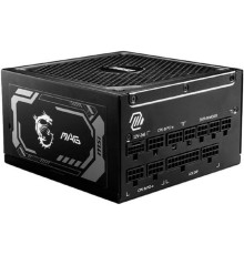 Блок питания ПК/ Power Supply MSI MAG A1000GL PCIE5, 1000W 80+ Gold (ATX, 3.1, PCIe 5.1, Full modular, 1x24(20+4)pin, 2xCPU 8(4+4)pin, 4xPCIe*2 8(6+2)pin, 1x12V-2x6, 12xSATA3, 4xMOLEX4pin, Active, 135