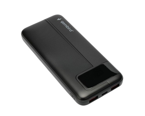 [Аксессуар] Gembird Портативный аккумулятор, 10000мАч, QC/PD, дисплей, черный (GPB-10Q)