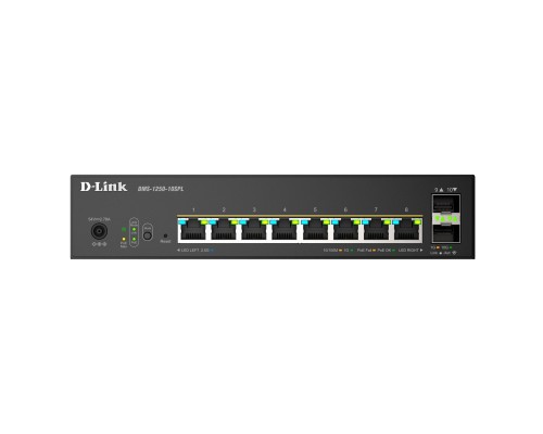 [Сетевое оборудование] D-Link DMS-1250-10SPL/A1A/6KV Управляемый L2 коммутатор с 8 портами 10/100/1000/2.5GBase-T и 2 портами 10GBase-X SFP+ (порты 1-8 PoE 802.3af/at, порты 1-2 PoE 802.3bt, PoE-бюджет 120 Вт)