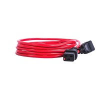 REM Шнур питания с фиксатором IEC 60320 C19/IEC 60320 C20, 16 А / 250 В (3 ? 1,5), длина 3 м, красный R-16-Cord-C19-C20-3-Red
