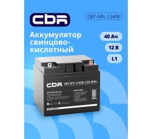 CBR Аккумуляторная VRLA батарея CBT-GPL-12400 (12В 40Ач), клеммы L1 (болт М5 с гайкой)