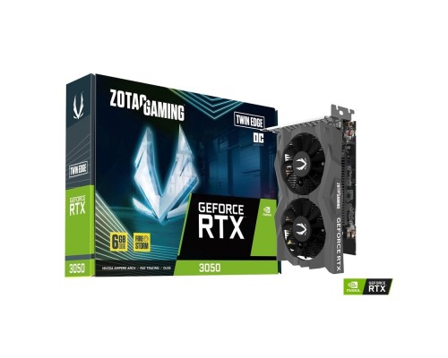 [Видеокарта] Видеокарта ZOTAC GAMING GeForce RTX 3050 Twin Edge OC 6Gb DDR6 96 bit  1042/1477 MHz  3*DP/HDMI  2*FAN  RTL