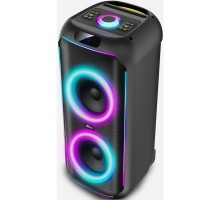 RITMIX SP-770B черный {Bluetooth, FM-радио, RGB-подсветка, AUX, USB, microSD (до 32 Гб, MP3), дисплей: LED, до 6 часов, вход: Jack 6.3 мм, Jack 3.5 мм, USB, 3600 мАч, 3.7 В, USB Type}