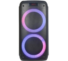 RITMIX SP-935B black {Bluetooth, 30 Гц -18 КГц, FM-радио, RGB-подсветка, AUX, USB, microSD (до 32 Гб, MP3), дисплей: LED, до 6 часов работы, 2 микрофонных входа под Джек 6,3мм}