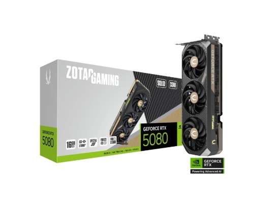 [Видеокарта] Видеокарта Zotac RTX5080 SOLID CORE 16GB GDDR7 256bit 3xDP HDMI 3FAN PREMIUM PACK