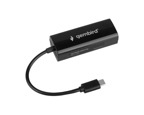 [Кабель] Gembird Сетевой адаптер Ethernet Type-C USB 2.0 - Fast Ethernet adapter, пластик,черный,RTL8152 (NIC-U10)