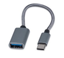 Cablexpert Кабель-переходник USB2.0 OTG Type-C(M)/AF, алюминий+нейлон.оплётка, 0.15м, пакет (A-OTG-CMAF2-02)