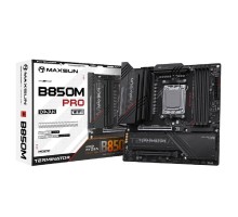 MAXSUN MS-Terminator B850M PRO DARK WIFI (Socket AM5, mATX, 4*DDR5(192Gb), DP/HDMI, 2*SATA3, 3*M.2, 1*PCIEx16/1*PCIEx4, 1* Type-C, 4*USB 2.0, 4*USB 3.2, LAN 1*2.5G, SPDIF, WiFi 6E,  RTL)