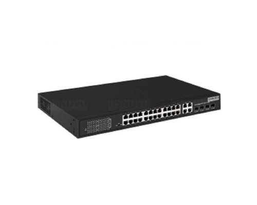 [Коммутаторы, модули, беспроводное оборудование] Коммутатор/ OSNOVO PoE коммутатор 24 x 10/100 Base-T PoE,  4 x GE Combo Uplink RJ45/SFP, PoE на порт - до 30W, суммарно PoE до 385W