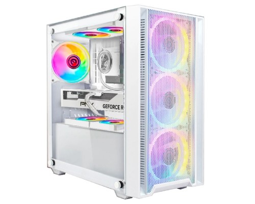[корпус] Ginzzu CL640 mATX FAN 4*12FRGB  передняя панель Сетка Белый