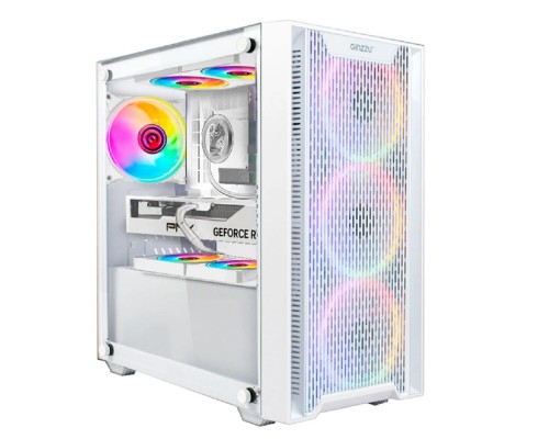 [корпус] Ginzzu CL660 mATX FAN 4*12FRGB  передняя панель Решетка Белый