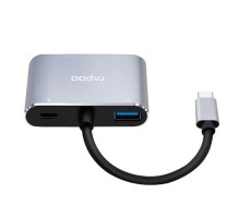 Мультифункциональный адаптер, Rapoo, XD30, 1xHDMI, 1xVGA, Grey (1 год)