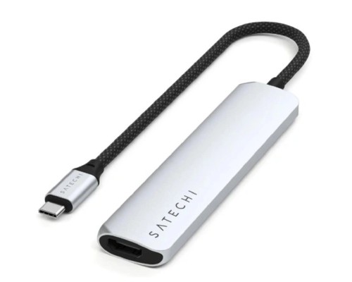 [Опции к ноутбукам] Док-станция Satechi ST-P6SS 6-IN-1 USB-C SLIM MULTIPORT ADAPTER, SILVER