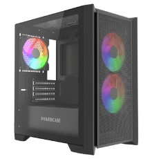Powercase Alisio Micro Z3B ARGB V2, Tempered Glass, 3x 120mm ARGB fan, чёрный, mATX  (CAMZB-A3-V2)