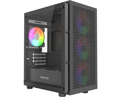 [Корпус] Powercase Mistral Micro EM17, Tempered Glass, 4x120mm ARGB PWM fan, чёрный, mATX  (CMMEM17B-A4)