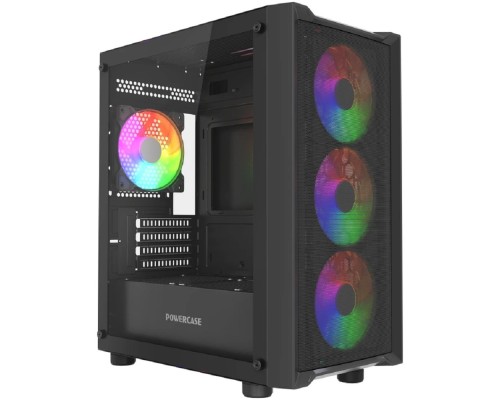 [Корпус] Powercase Mistral Micro EM19, Tempered Glass, 4x120mm ARGB PWM fan, чёрный, mATX  (CMMEM19B-A4)